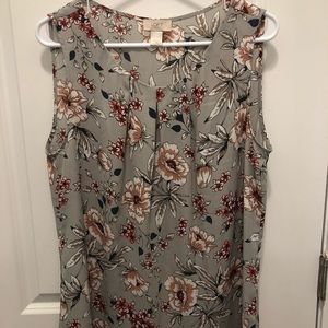 Gray Floral Loft Top